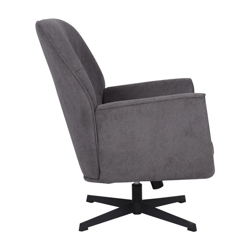 ΠΕΡΙΣΤΡΕΦΟΜΕΝΗ ΠΟΛΥΘΡΟΝΑ Fylliana Rachel ΓΚΡΙ ΧΡΩΜΑ ΥΦΑΣΜΑΤΟΣ ΜΕ ΜΑΥΡΗ ΜΕΤΑΛΛΙΚΗ ΒΑΣΗ 76x80x91,5εκ