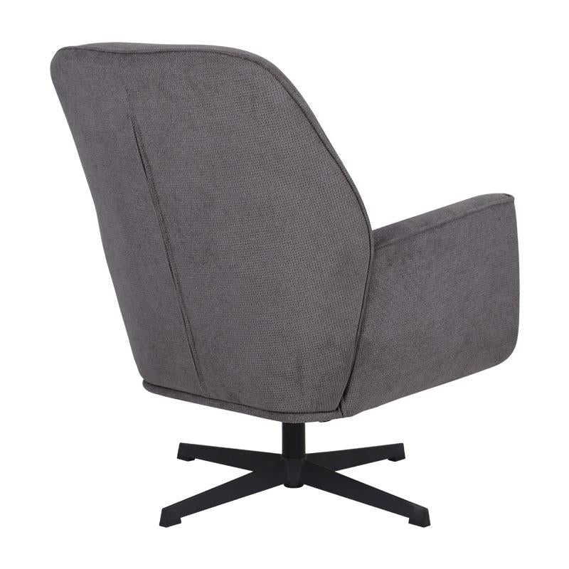 ΠΕΡΙΣΤΡΕΦΟΜΕΝΗ ΠΟΛΥΘΡΟΝΑ Fylliana Rachel ΓΚΡΙ ΧΡΩΜΑ ΥΦΑΣΜΑΤΟΣ ΜΕ ΜΑΥΡΗ ΜΕΤΑΛΛΙΚΗ ΒΑΣΗ 76x80x91,5εκ