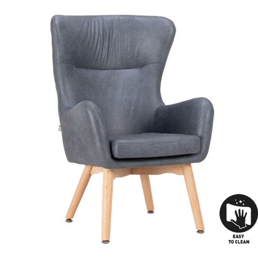 ΠΟΛΥΘΡΟΝΑ Fylliana Thetis ΓΚΡΙ-ΣΙΕΛ ΤΕΧΝΟΔΕΡΜΑ ΜΕ ΞΥΛΙΝΑ ΠΟΔΙΑ 70x65x105