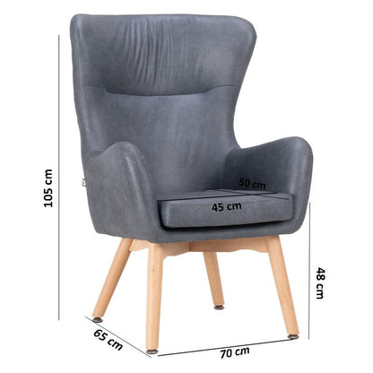 ΠΟΛΥΘΡΟΝΑ Fylliana Thetis ΓΚΡΙ-ΣΙΕΛ ΤΕΧΝΟΔΕΡΜΑ ΜΕ ΞΥΛΙΝΑ ΠΟΔΙΑ 70x65x105