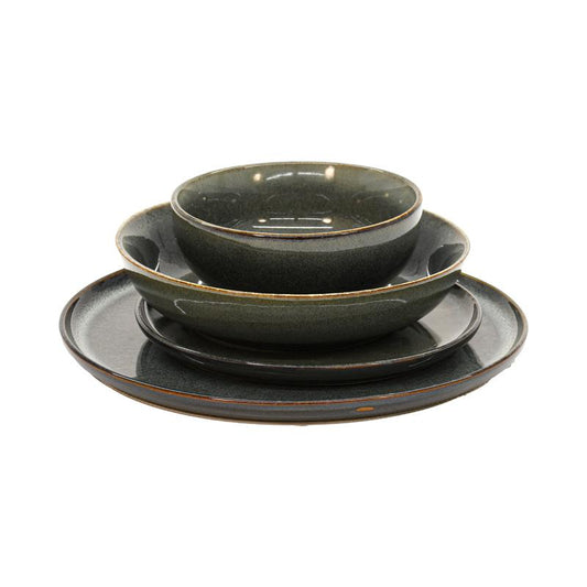 ΣΕΤ ΦΑΓΗΤΟΥ 16τμχ Fylliana FL25143 STONEWARE ΣΚΟΥΡΟ ΠΡΑΣΙΝΟ ΧΡΩΜΑ