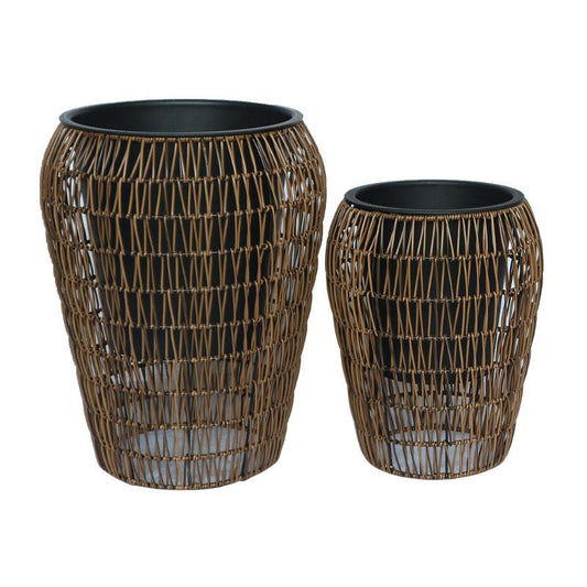 ΣΕΤ ΚΑΣΠΩ 2 ΤΕΜΑΧΙΑ POLY RATTAN Fylliana FL21897 ΚΑΦΕ ΧΡΩΜΑ 39x50εκ & 30x39εκ