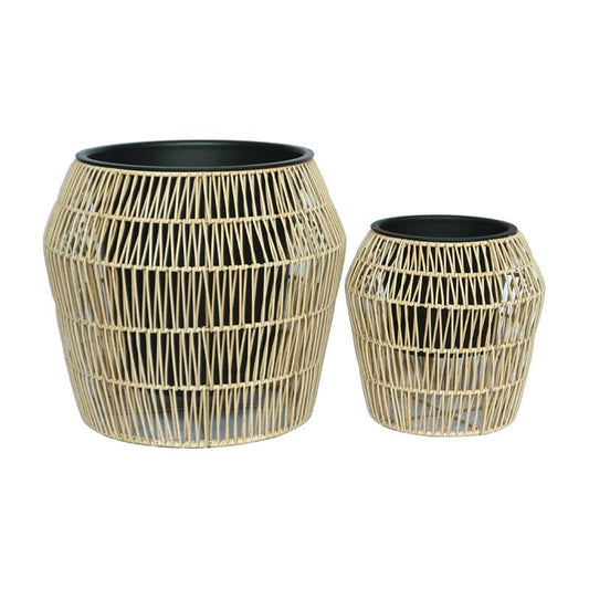 ΣΕΤ ΚΑΣΠΩ 2 ΤΕΜΑΧΙΑ POLY RATTAN Fylliana FL22157 ΦΥΣΙΚΟ ΧΡΩΜΑ 42x38εκ & 28x28εκ