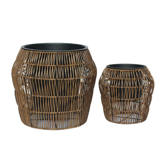 ΣΕΤ ΚΑΣΠΩ 2 ΤΕΜΑΧΙΑ POLY RATTAN Fylliana FL22157 ΚΑΦΕ ΧΡΩΜΑ 42x38εκ & 28x28εκ
