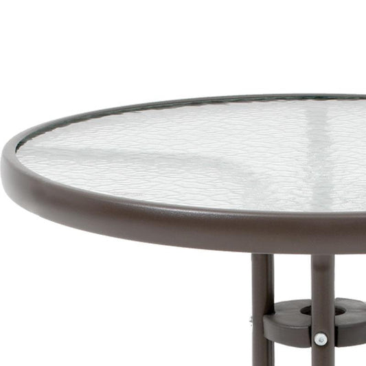 ΣΤΡΟΓΓΥΛΟ ΤΡΑΠΕΖΙ ΚΗΠΟΥ Fylliana 001 ΚΑΦΕ ΧΡΩΜΑ 60x70εκ