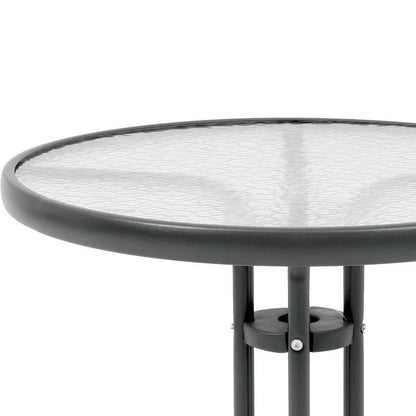 ΣΤΡΟΓΓΥΛΟ ΤΡΑΠΕΖΙ ΚΗΠΟΥ Fylliana 003 ΓΚΡΙ ΧΡΩΜΑ 80x70εκ