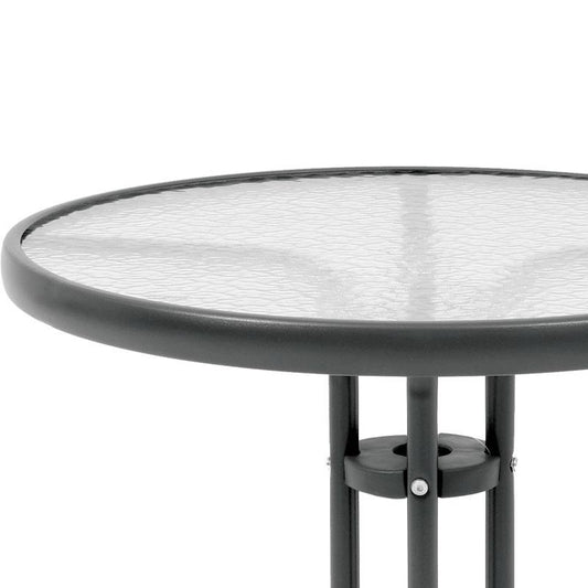 ΣΤΡΟΓΓΥΛΟ ΤΡΑΠΕΖΙ ΚΗΠΟΥ Fylliana 003 ΓΚΡΙ ΧΡΩΜΑ 80x70εκ