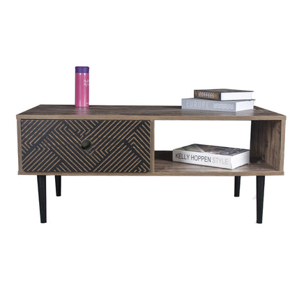 ΤΡΑΠΕΖΑΚΙ ΣΑΛΟΝΙΟΥ Fylliana "Home" ΜΑΥΡΟ ΜΕ GREY OAK 100x50x42.5εκ