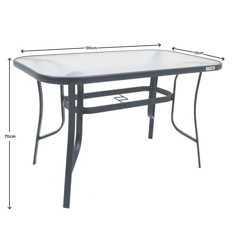 ΤΡΑΠΕΖΙ ΕΞΟΧΗΣ Fylliana STEEL ΓΚΡΙ 120x70x70εκ g.r.d