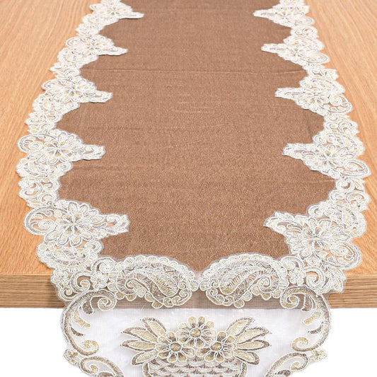 ΤΡΑΠΕΖΟΜΑΝΤΗΛΟ FYLLIANA ΚΑΦΕ ΣΚΟΥΡΟ ΧΡΩΜΑ 150x40εκ