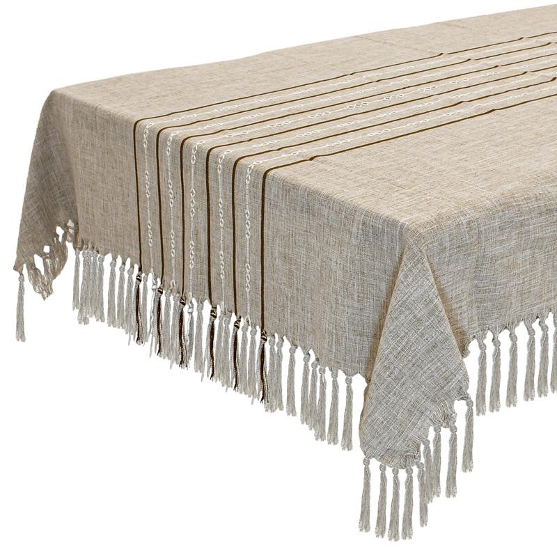 ΤΡΑΠΕΖΟΜΑΝΤΗΛΟ ΜΕ ΚΡΟΣΣΙΑ Fylliana ΜΠΕΖ-ΚΑΦΕ ΡΙΓΑ 135x135εκ