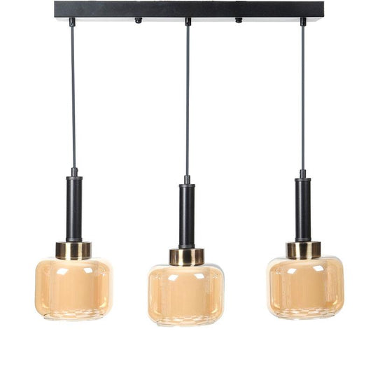 ΤΡΙΦΩΤΟ ΚΡΕΜΑΣΤΟ ΦΩΤΙΣΤΙΚΟ ΟΡΟΦΗΣ ΔΙΠΛΟ ΓΥΑΛΙΝΟ ΚΑΠΕΛΟ Fylliana ΜΠΡΟΝΖΕ ΧΡΩΜΑ Ε27 50x15x75εκ