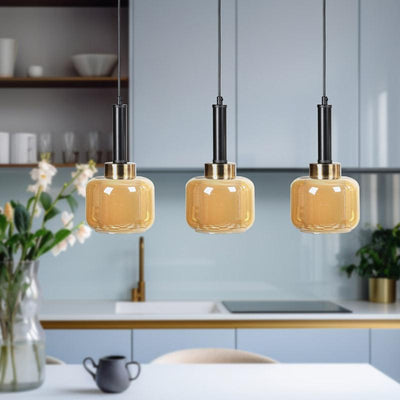 ΤΡΙΦΩΤΟ ΚΡΕΜΑΣΤΟ ΦΩΤΙΣΤΙΚΟ ΟΡΟΦΗΣ ΔΙΠΛΟ ΓΥΑΛΙΝΟ ΚΑΠΕΛΟ Fylliana ΜΠΡΟΝΖΕ ΧΡΩΜΑ Ε27 50x15x75εκ