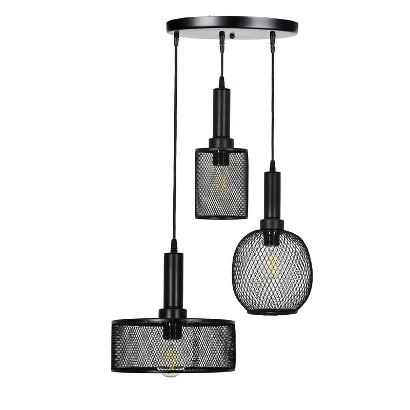 ΤΡΙΦΩΤΟ ΜΕΤΑΛΛΙΚΟ ΦΩΤΙΣΤΙΚΟ ΟΡΟΦΗΣ Fylliana ΜΕ ΚΑΠΕΛΟ ΠΛΕΓΜΑ ΜΑΥΡΟ ΧΡΩΜΑ Ε27